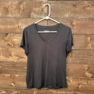 Quince Black V Neck Short Sleeve Shirt Size Large